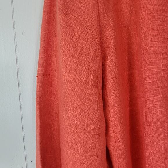 Harve Bernard Linen Blend Button Front Blouse Top Sz 12 Pink - Picture 4 of 11